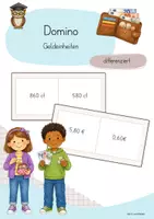 Vorschau - Stationenlernen - Domino | Geld | Größen umrechnen | Spiel | Mathe - Deckblatt