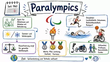 Vorschau - Arbeitsblätter - AB mit Fragen zum Thema "Paralympische Spiele" + Lösungsblatt + Infografik - Seite 1