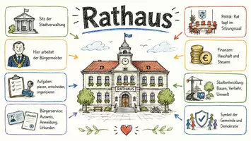Vorschau - Arbeitsblätter - Arbeitsblatt "Rathaus" + Onlineübung & MP3 + Mindmap + Infografik - Seite 1