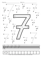 Vorschau - Arbeitsblätter - Ziffern schreiben - die 7 - Schreibrichtung, Mengen, Muster uvm - Seite 3