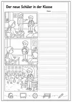 Vorschau - Arbeitsblätter - Bildergeschichte schreiben – Neuer Schüler & Freundschaft mit Wortspeicher und Musterlösung | Deutsch Klasse 3/4 - Seite 2