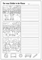 Vorschau - Arbeitsblätter - Bildergeschichte schreiben – Neuer Schüler & Freundschaft mit Wortspeicher und Musterlösung | Deutsch Klasse 3/4 - Seite 3