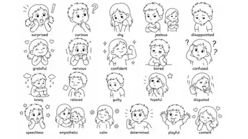 Vorschau - Arbeitsblätter - Feelings and Emotions Coloring Sheets- English Vocabulary - Seite 1