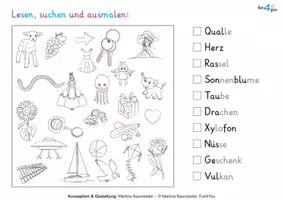 Vorschau - Arbeitsblätter - Lesen, suchen und ausmalen - Homeschooling - Seite 1