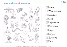 Vorschau - Arbeitsblätter - Lesen, suchen und ausmalen - Homeschooling - Seite 2