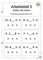 Vorschau - Arbeitsblätter - Differenzen vergleichen bis 10 | Mathematik Klasse 1 | 5 Arbeitsblätter als PDF - Seite 3