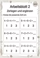 Vorschau - Arbeitsblätter - Rechenwege ergänzen Plus bis 10 | Mathematik Klasse 1 | 5 Arbeitsblätter als PDF - Seite 2