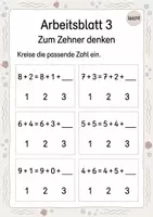 Vorschau - Arbeitsblätter - Rechenwege ergänzen Plus bis 10 | Mathematik Klasse 1 | 5 Arbeitsblätter als PDF - Seite 3