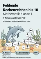 Vorschau - Arbeitsblätter - Fehlende Rechenzeichen bis 10 | Mathematik Klasse 1 | 5 Arbeitsblätter als PDF - Deckblatt
