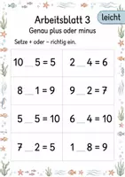 Vorschau - Arbeitsblätter - Fehlende Rechenzeichen bis 10 | Mathematik Klasse 1 | 5 Arbeitsblätter als PDF - Seite 3