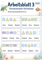 Vorschau - Arbeitsblätter - Muster mit Formen fortsetzen | Mathematik Klasse 1 | 5 Arbeitsblätter als PDF - Seite 3