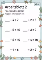 Vorschau - Arbeitsblätter - Fehlende Startzahl bei Plusaufgaben bis 10 | Mathematik Klasse 1 | 5 Arbeitsblätter als PDF - Seite 2