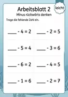 Vorschau - Arbeitsblätter - Fehlende Startzahl bei Minusaufgaben bis 10 | Mathematik Klasse 1 | 5 Arbeitsblätter als PDF - Seite 2