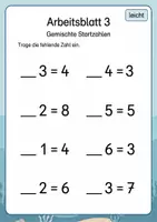 Vorschau - Arbeitsblätter - Fehlende Startzahl bei Minusaufgaben bis 10 | Mathematik Klasse 1 | 5 Arbeitsblätter als PDF - Seite 3