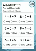 Vorschau - Arbeitsblätter - Richtig oder falsch rechnen bis 10 | Mathematik Klasse 1 | 5 Arbeitsblätter als PDF - Seite 1