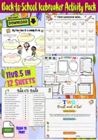 Aperçu - Feuilles d'exercices - Back-to-School Icebreaker Activity Pack - Page de couverture
