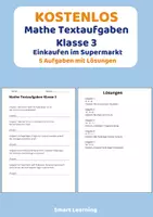 Vorschau - Arbeitsblätter - Gratis Mathe Textaufgaben Klasse 3 | Sachaufgaben zum Einkaufen - Deckblatt