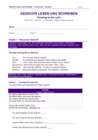 Vorschau - Arbeitsblätter - Gedichte lesen und schreiben Einstieg Klasse 5/6 | Vers Strophe Reimschema Stilmittel | Metapher Personifikation Alliteration | Akrostichon Reimgedicht | Bewertungsraster | sofort einsetzbar | Deutsch - Deckblatt