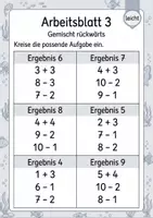 Vorschau - Arbeitsblätter - Ergebnis rückwärts finden bis 10 | Mathematik Klasse 1 | 5 Arbeitsblätter als PDF - Seite 3