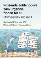 Vorschau - Arbeitsblätter - Passende Zahlenpaare zum Ergebnis finden bis 10 | Mathematik Klasse 1 | 5 Arbeitsblätter als PDF - Deckblatt