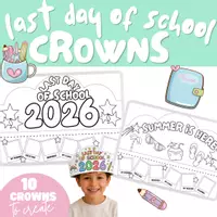 Vorschau - Arbeitsblätter - Last Day of School Crown - Kronen Schuljahresende - Deckblatt