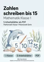Vorschau - Arbeitsblätter - Zahlen schreiben bis 15 | Mathematik Klasse 1 | 5 Arbeitsblätter als PDF - Deckblatt