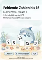 Vorschau - Arbeitsblätter - Fehlende Zahlen bis 15 | Mathematik Klasse 1 | 5 Arbeitsblätter als PDF - Deckblatt