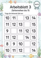 Vorschau - Arbeitsblätter - Fehlende Zahlen bis 15 | Mathematik Klasse 1 | 5 Arbeitsblätter als PDF - Seite 3