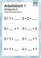 Vorschau - Arbeitsblätter - Zahlzerlegung bis 5 | Mathematik Klasse 1 | 5 Arbeitsblätter als PDF - Seite 1