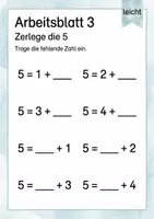 Vorschau - Arbeitsblätter - Zahlzerlegung bis 5 | Mathematik Klasse 1 | 5 Arbeitsblätter als PDF - Seite 3