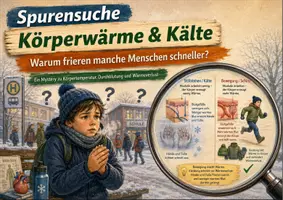 Vorschau - Arbeitsblätter - Spurensuche: Körperwärme & Kälte – Mystery-Material mit Fallimpuls, Hinweiskarten, Ermittlungsbogen, Lösung und S/W-Version - Seite 1