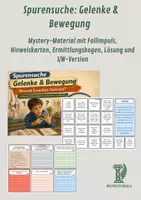 Vorschau - Arbeitsblätter - Spurensuche: Gelenke & Bewegung – Mystery-Material mit Fallimpuls, Hinweiskarten, Ermittlungsbogen, Lösung und S/W-Version - Deckblatt