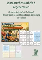 Vorschau - Arbeitsblätter - Spurensuche: Muskeln & Regeneration – Mystery-Material mit Fallimpuls, Hinweiskarten, Ermittlungsbogen, Lösung und S/W-Version - Deckblatt