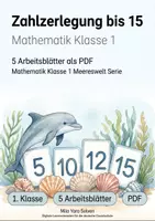 Vorschau - Arbeitsblätter - Zahlzerlegung bis 15 | Mathematik Klasse 1 | 5 Arbeitsblätter als PDF - Deckblatt