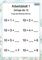 Vorschau - Arbeitsblätter - Zahlzerlegung bis 15 | Mathematik Klasse 1 | 5 Arbeitsblätter als PDF - Seite 1