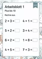 Vorschau - Arbeitsblätter - Plusaufgaben bis 15 | Mathematik Klasse 1 | 5 Arbeitsblätter als PDF - Seite 1