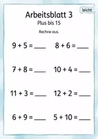 Vorschau - Arbeitsblätter - Plusaufgaben bis 15 | Mathematik Klasse 1 | 5 Arbeitsblätter als PDF - Seite 3