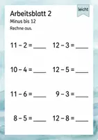 Vorschau - Arbeitsblätter - Minusaufgaben bis 15 | Mathematik Klasse 1 | 5 Arbeitsblätter als PDF - Seite 2