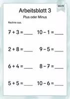 Vorschau - Arbeitsblätter - Plus und Minus gemischt bis 10 | Mathematik Klasse 1 | 5 Arbeitsblätter als PDF - Seite 3