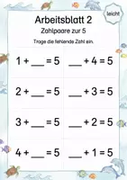 Vorschau - Arbeitsblätter - Zur 5 ergänzen | Mathematik Klasse 1 | 5 Arbeitsblätter als PDF - Seite 2