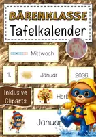 Vorschau - Anderer Materialtyp - Bärenklasse Tafelkalender Klassentier Bär Superhelden - Deckblatt