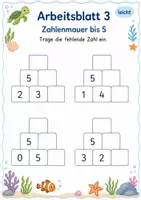 Vorschau - Arbeitsblätter - Zahlenmauern bis 5 | Mathematik Klasse 1 | 7 Arbeitsblätter als PDF - Seite 3