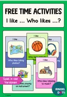 Vorschau - Stationenlernen - Free Time Activities I like who likes - Deckblatt