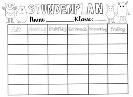 Vorschau - Arbeitsblätter - Stundenplan Monster, Stundenplan für die Grundschule - Seite 1