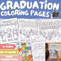 Vorschau - Arbeitsblätter - Graduation Coloring Pages | Abschluss Malvorlagen Englisch Sommer - Deckblatt