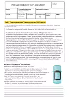 Vorschau - Arbeitsblätter - Argumentationsanalyse Klassenarbeit Deutsch Klasse 9 - Seite 1