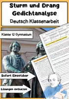 Vorschau - Arbeitsblätter - Gedichtanalyse Literaturepochen Deutsch Klassenarbeiten Oberstufe: Romantik, Sturm und Drang, Aufklärung, Mittelalter & Trümmerliteratur - Seite 1