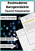 Vorschau - Arbeitsblätter - Postmoderne Kurzgeschichte Klassenarbeit: Klasse 12 - Deckblatt