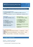 Vista previa - Hojas de trabajo - Phone calls in customer service. Grammar and speaking. - Portada