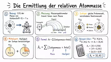 Vorschau - Arbeitsblätter - Arbeitsblatt "Die Ermittlung der relativen Atommasse" + interaktive Lösung & MP3 + Mindmap + Infografik - Seite 1